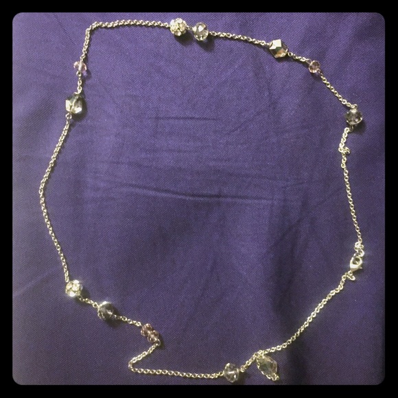 Long silver necklace with crystal beads - Picture 1 of 3